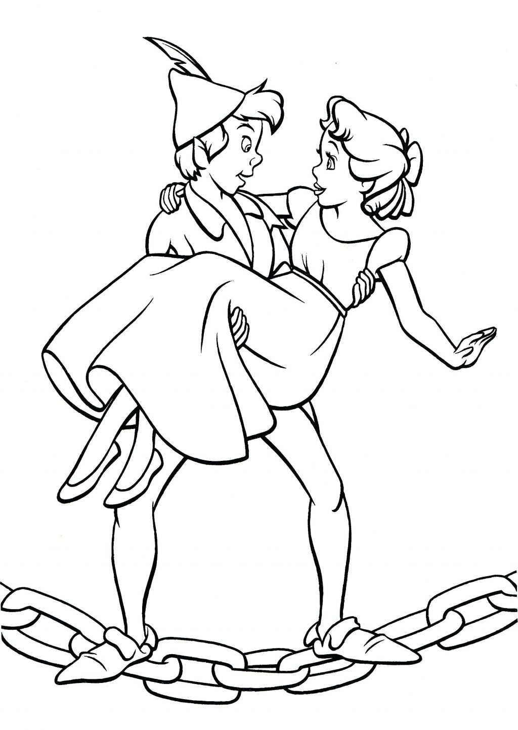 1024x1443 Strange Coloring Pages Of Peter Pan And Tinker