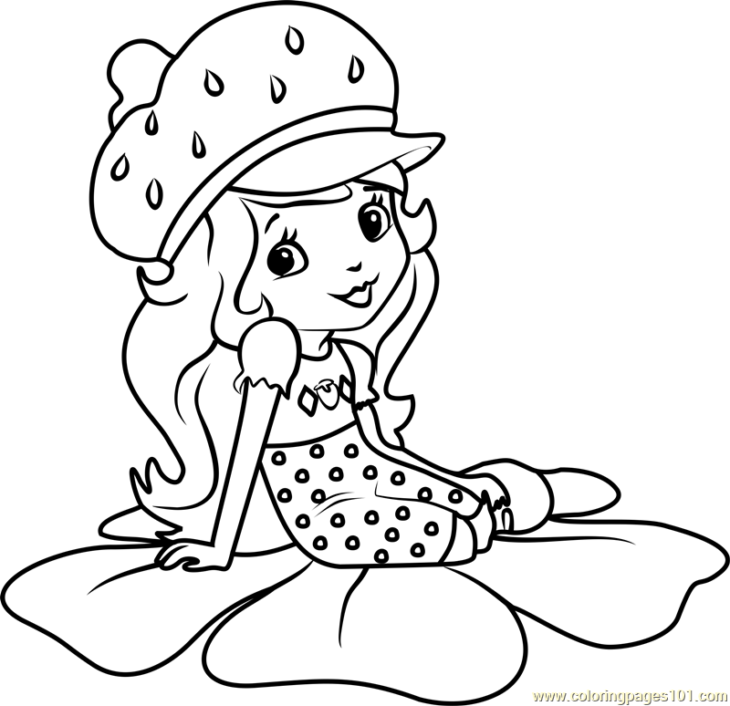 800x774 Strawberry Shortcake Sitting Coloring Page
