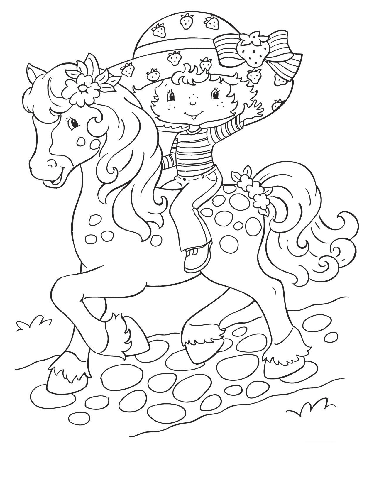 1275x1650 Coloring Page Strawberry Shortcake On Horse