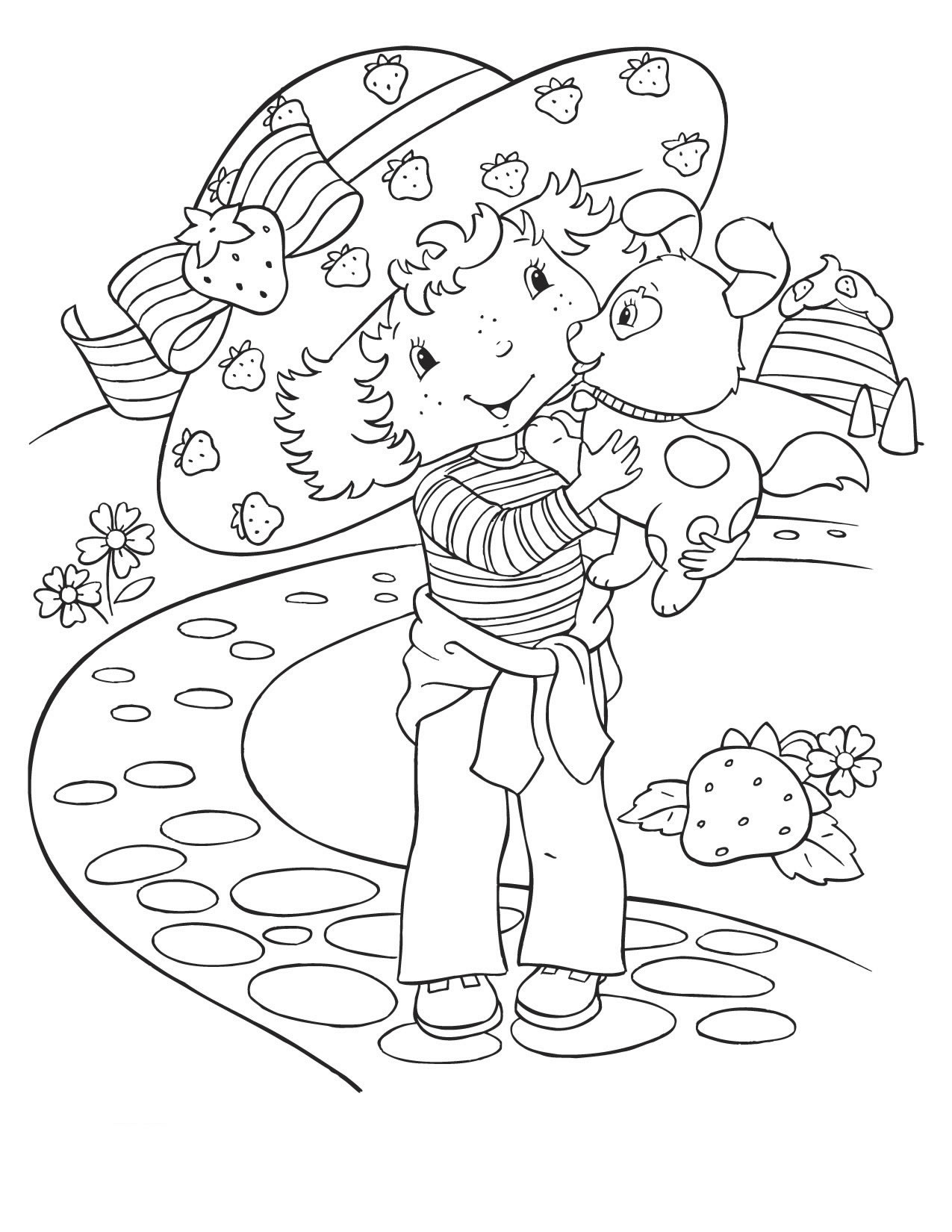 Coloring Page Strawberry Shortcake And Dog 1275x1650 Coloring Page Strawberry Shortcake And Dog
