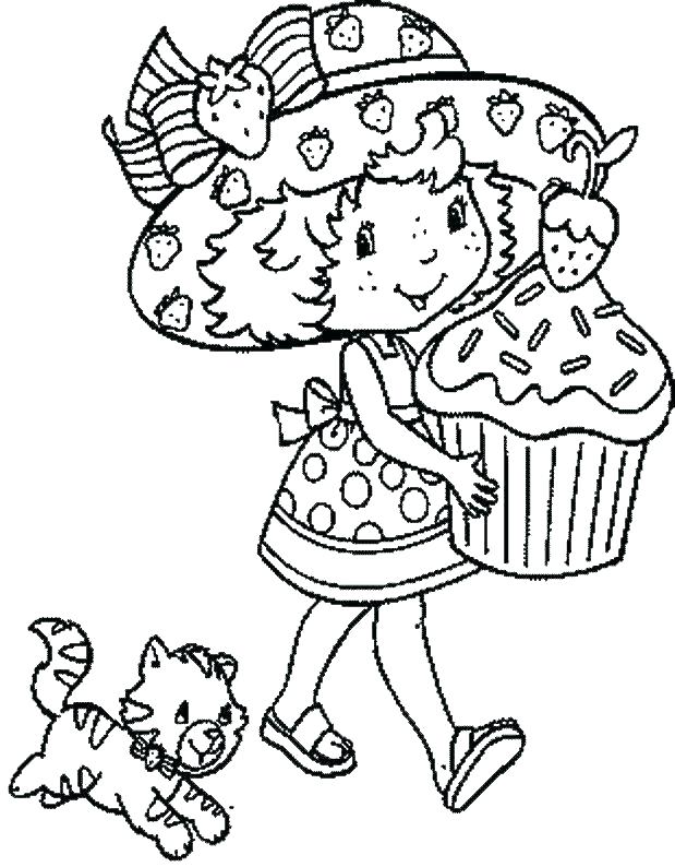 619x794 Coloring Page Strawberry G Pages Cute Kittens Friends Page
