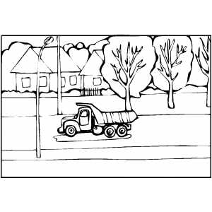 300x300 Dump Truck Moving Over The Street Coloring Page
