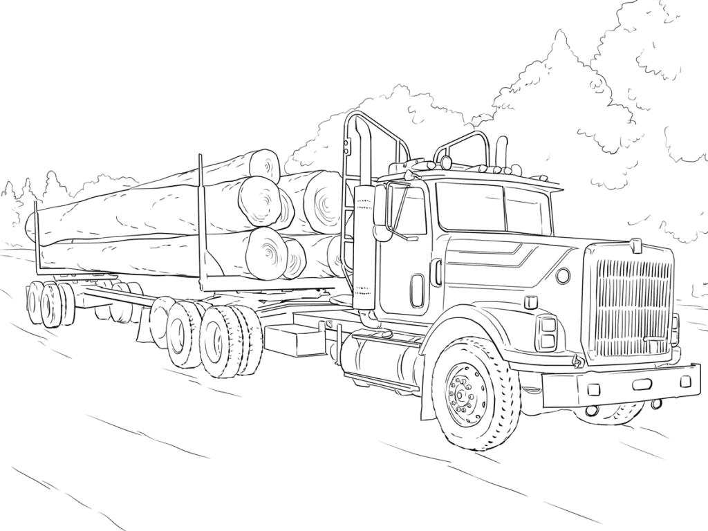 Log Truck For Coloring Page 1024x768 Log Truck For Coloring Page