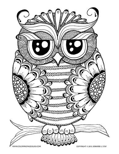 386x500 Owl Coloring Page For Adults Paper Size, Pdf And Filing