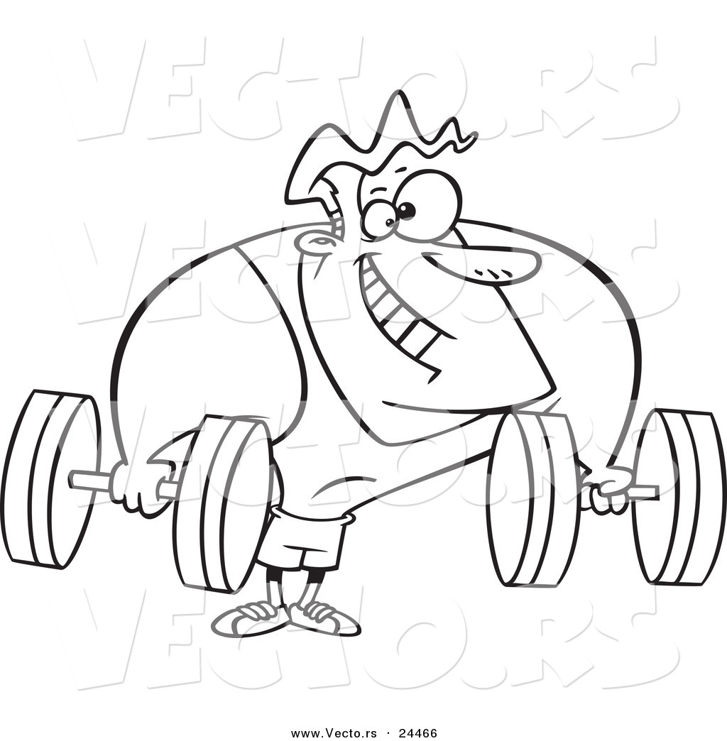 Vector Of A Cartoon Strong Body Builder Holding Dumbbells 1024x1044 Vector Of A Cartoon Strong Body Builder Holding Dumbbells