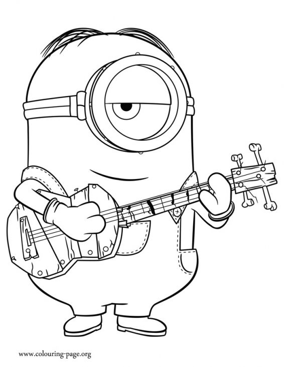 566x730 Minions Playing Guitar Coloring Page Fun Coloring Pages