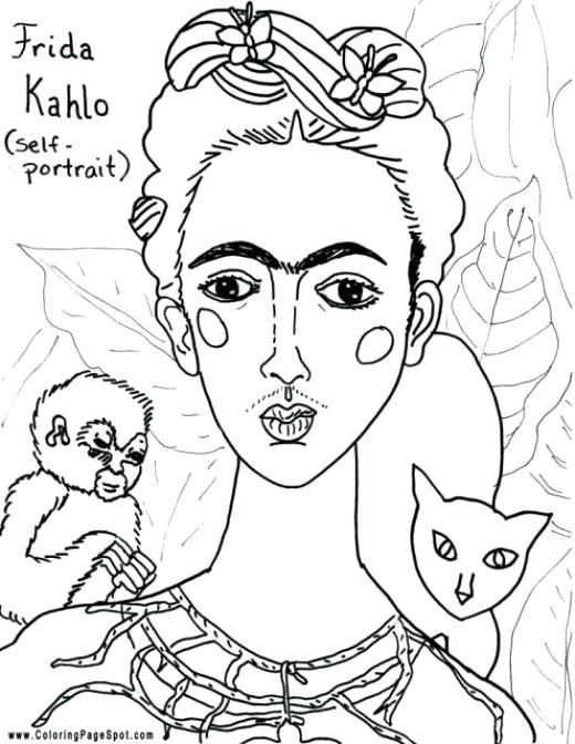 520x672 Frida Kahlo Coloring Pages First Met When She Was An Art Student