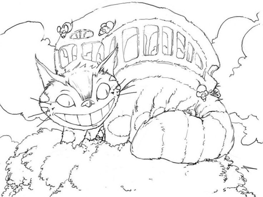Catbus From Totoro Coloring Pages Japanese Anime Coloring Pages 900x675 Catbus From Totoro Coloring Pages Japanese Anime Coloring Pages