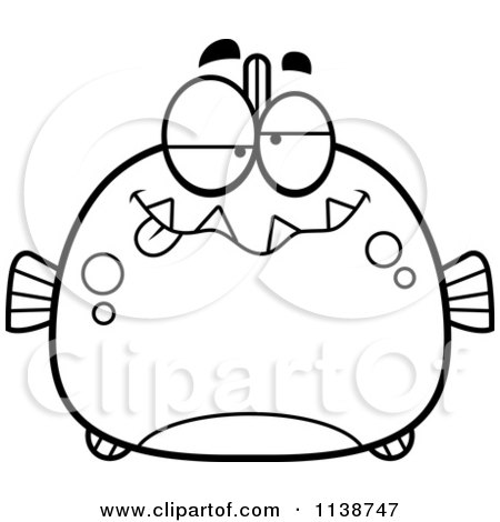 450x470 Cartoon Clipart Of A Black And White Dumb Piranha Fish