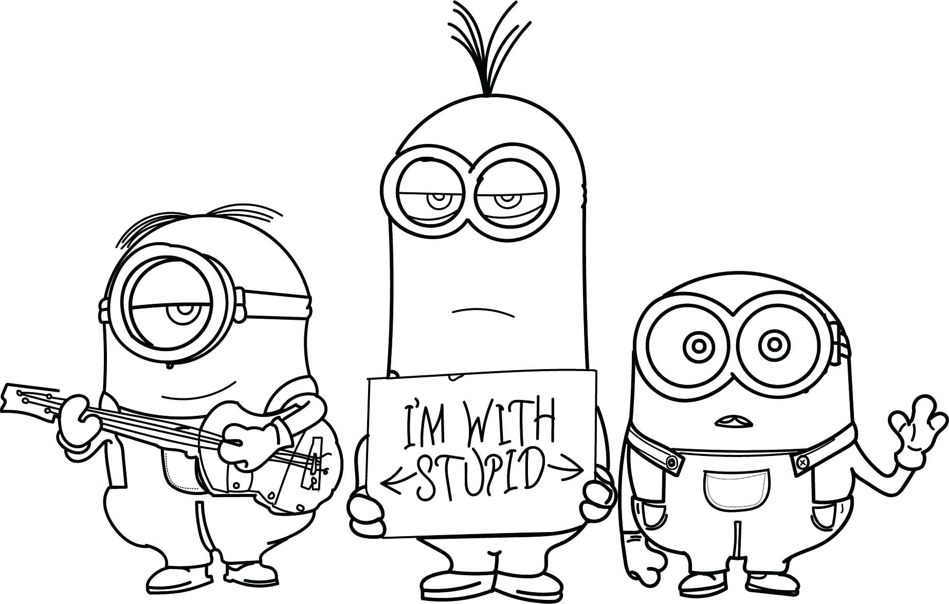 1846x1175 Minions Colouring Pages Pdf I Am With Stupid Coloring Page Sheet