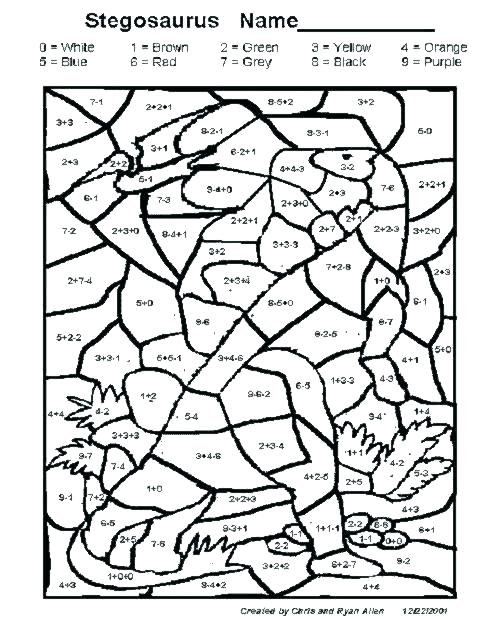 502x619 Addition Coloring Pages Grade Subtraction Worksheets Color Math