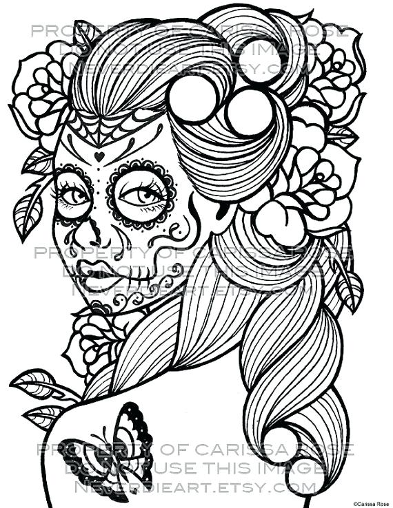 Ideas Day Of The Dead Coloring Pages For Adults Or Sugar Skull 570x738 Ideas Day Of The Dead Coloring Pages For Adults Or Sugar Skull