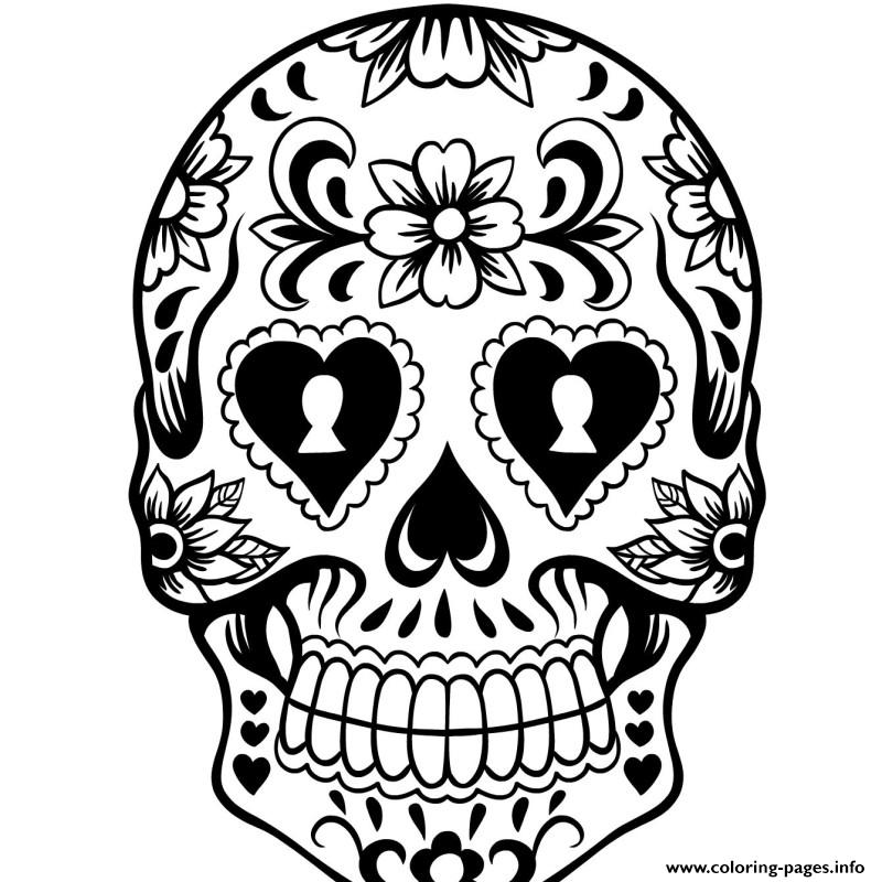 Day Of The Day Sugar Skull Coloring Pages Printable 800x800 Day Of The Day Sugar Skull Coloring Pages Printable
