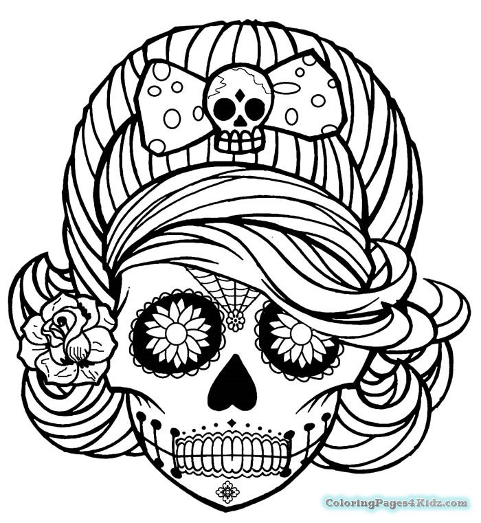Girl Sugar Skull Coloring Pages Coloring Pages For Kids 700x761 Girl Sugar Skull Coloring Pages Coloring Pages For Kids