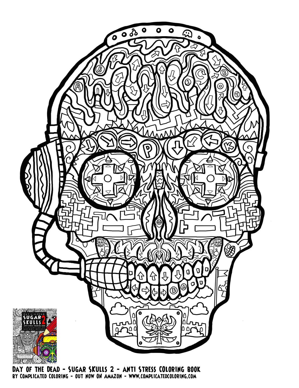 1275x1650 Gamer Sugar Skull Free Printable Coloring Page Plicated Gallery