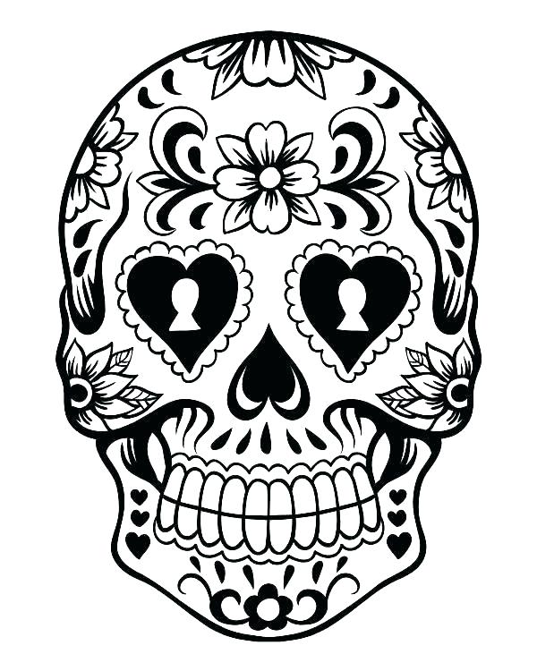 600x750 Day Of The Dead Sugar Skulls Coloring Pages Free Skull Color Day