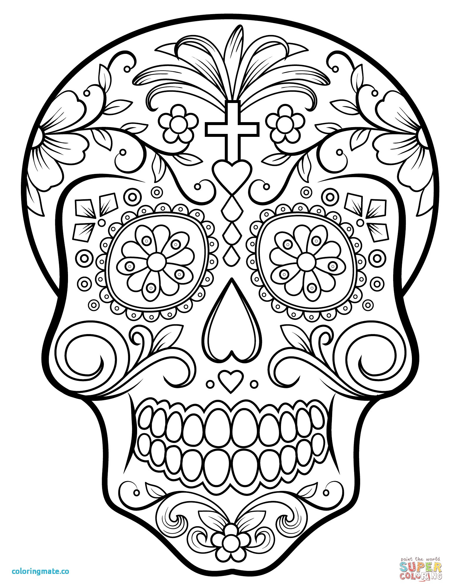 1526x1998 Printable Sugar Skulls Coloring Pages