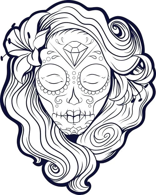 500x626 Sugar Skull Printable Coloring Pages Printable Sugar Skull