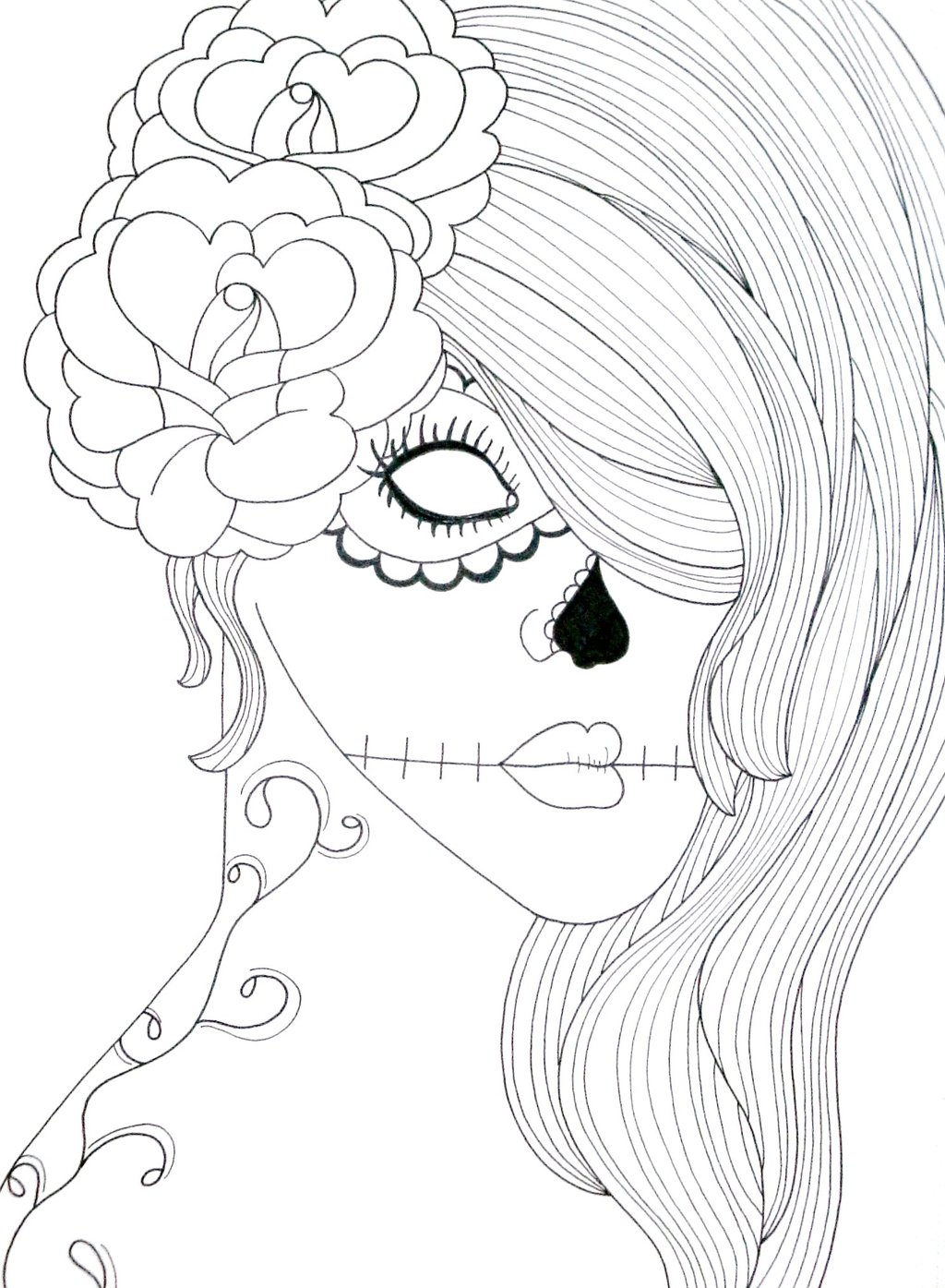 1024x1395 Sugar Skull Girl Drawing