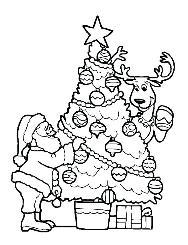 Decorating Tree With The Reindeer Coloring Page Santa Claus Suit 600x783 Decorating Tree With The Reindeer Coloring Page Santa Claus Suit
