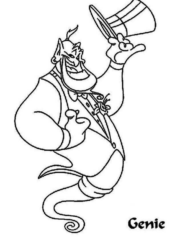 Genie In His Stylish Suit Coloring Page 600x830 Genie In His Stylish Suit Coloring Page
