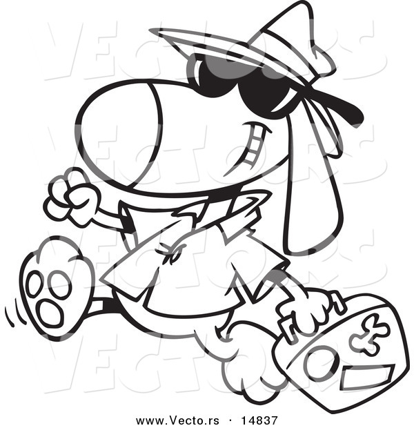 600x620 Vector Of A Cartoon Traveling Dog Carrying Luggage