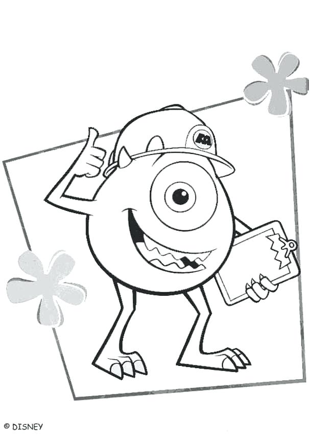 607x850 Mike Wazowski Coloring Pages Coloring Picture Mike Wazowski