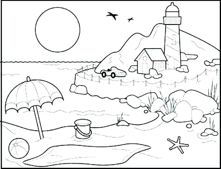 Beach Coloring Pages 736x562 Beach Coloring Pages