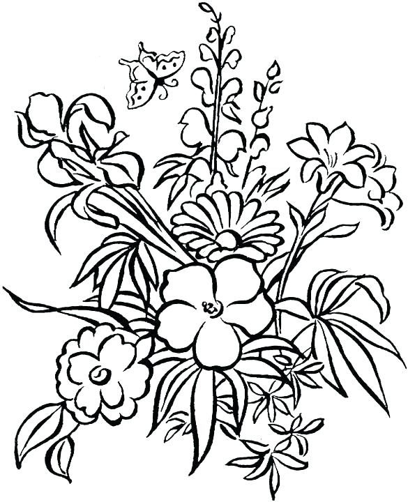 585x720 Summer Flowers Coloring Pages Printable Easy Flower These Free