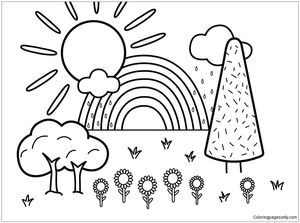 Summer Scene Coloring Page 983x731 Summer Scene Coloring Page