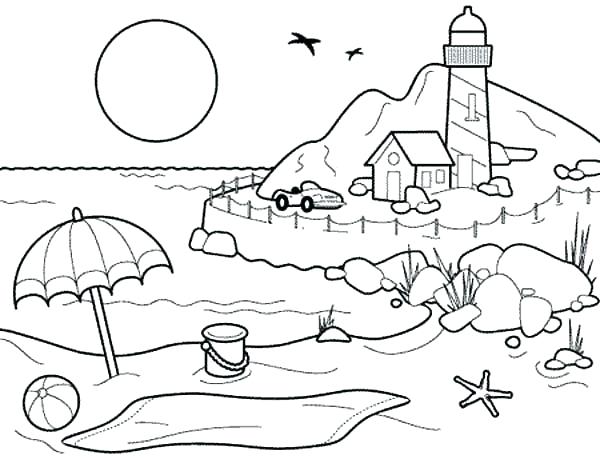 Coloring Pages For Summer Beach Color Pages Landscapes Beach 600x459 Coloring Pages For Summer Beach Color Pages Landscapes Beach