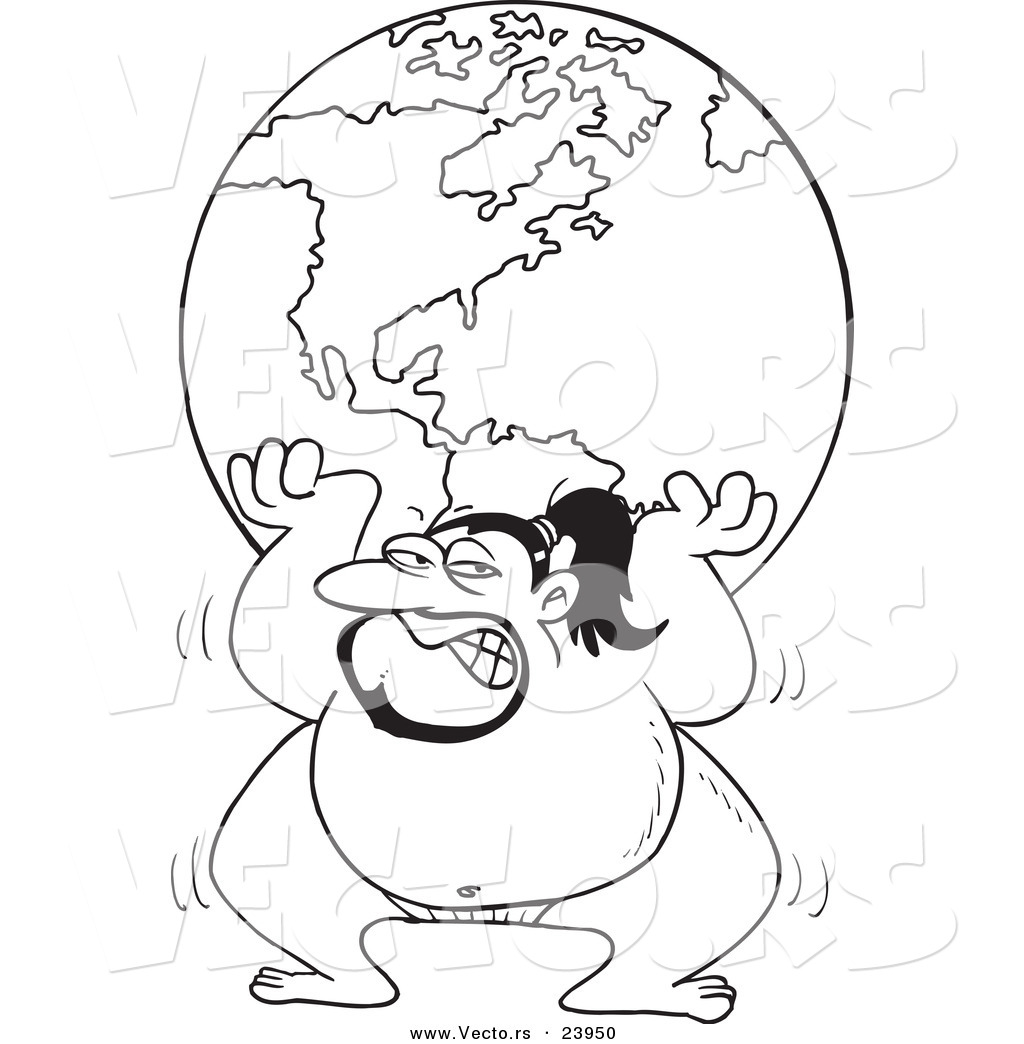 1024x1044 Vector Of A Cartoon Sumo Wrestler Lifting The Globe