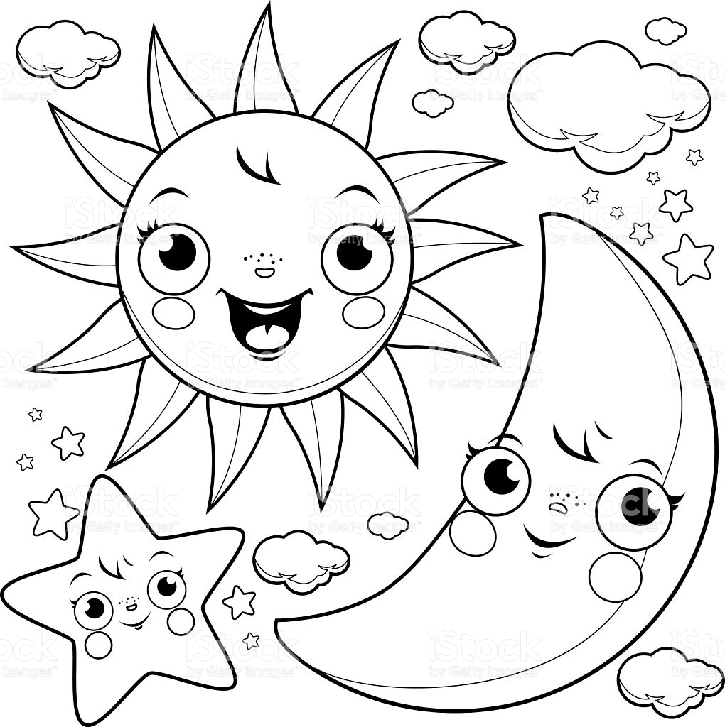 1020x1024 Sun And Moon Coloring Pages 5