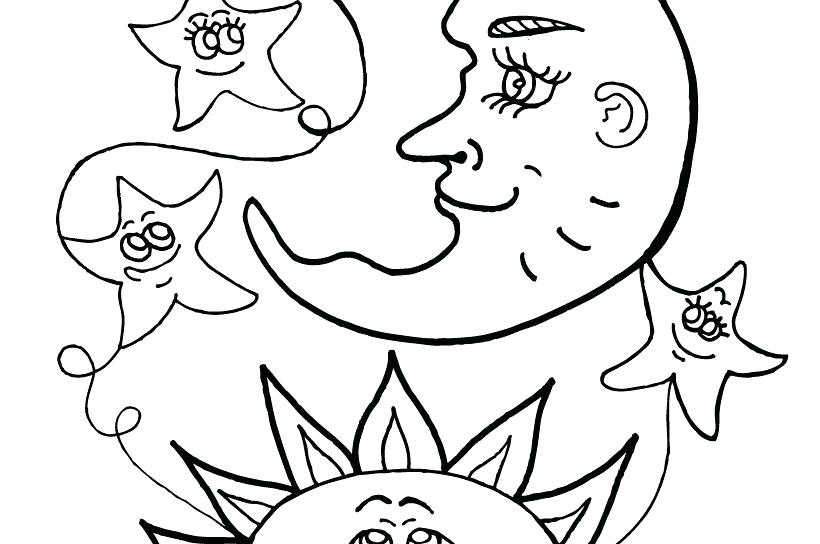 820x544 Sun And Moon Coloring Pages Hand Drawn Sun Moon And Stars