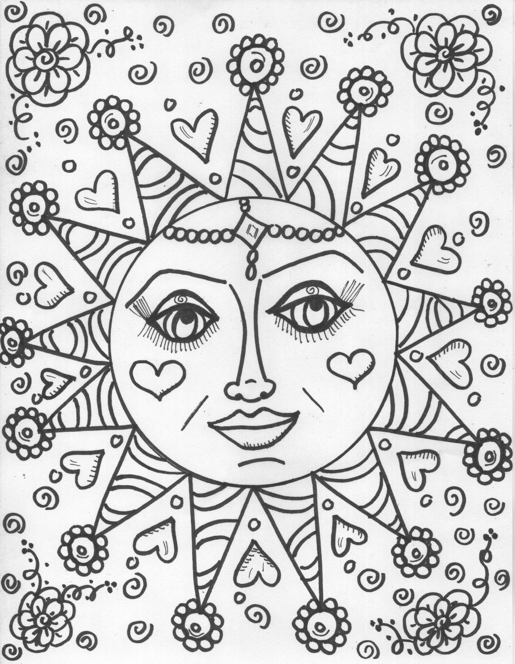 1699x2187 Sun Moon Stars 1 Coloring Page Sun Moon Amp Stars Collection