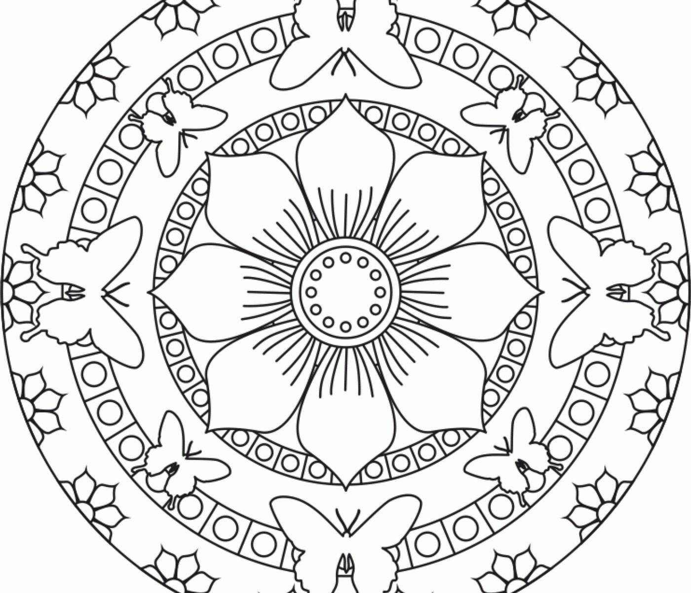 1400x1200 Fine Sun Mandala Coloring Page