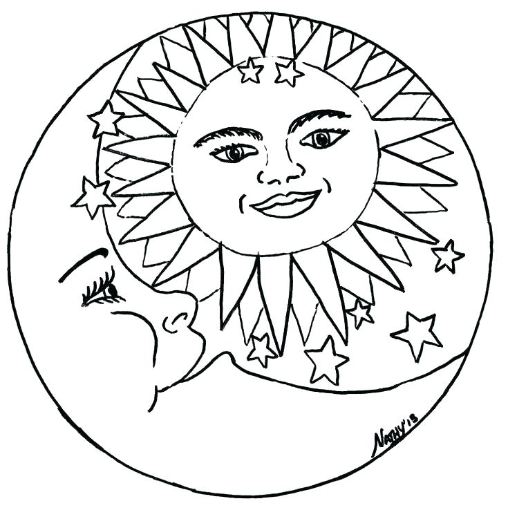 735x738 Sun And Moon Coloring Pages Beautiful Moon And Stars Coloring