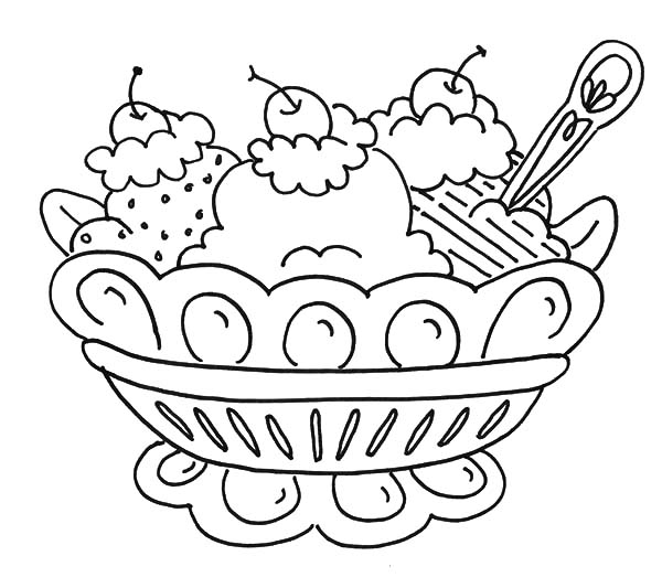 Ice Cream Sundae Coloring Page Banana Split And Ice Cream Coloring 600x533 Ice Cream Sundae Coloring Page Banana Split And Ice Cream Coloring