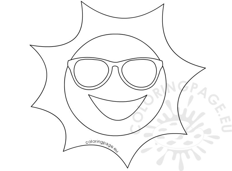 Happy Sun With Sunglasses Illustration Coloring Page 808x595 Happy Sun With Sunglasses Illustration Coloring Page