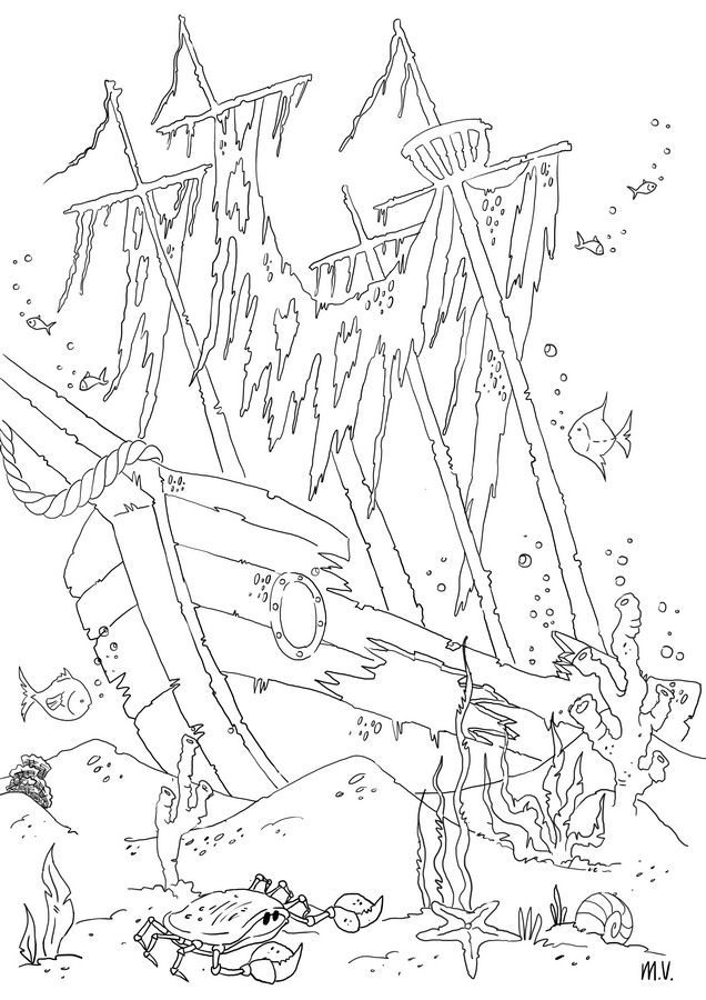 Shipwreck Coloring Pages Free 636x900 Shipwreck Coloring Pages Free