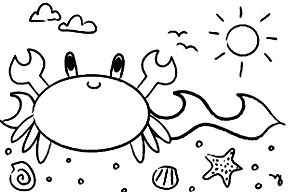Crab Walking At Beach On Sunny Day Coloring Page 290x192 Crab Walking At Beach On Sunny Day Coloring Page