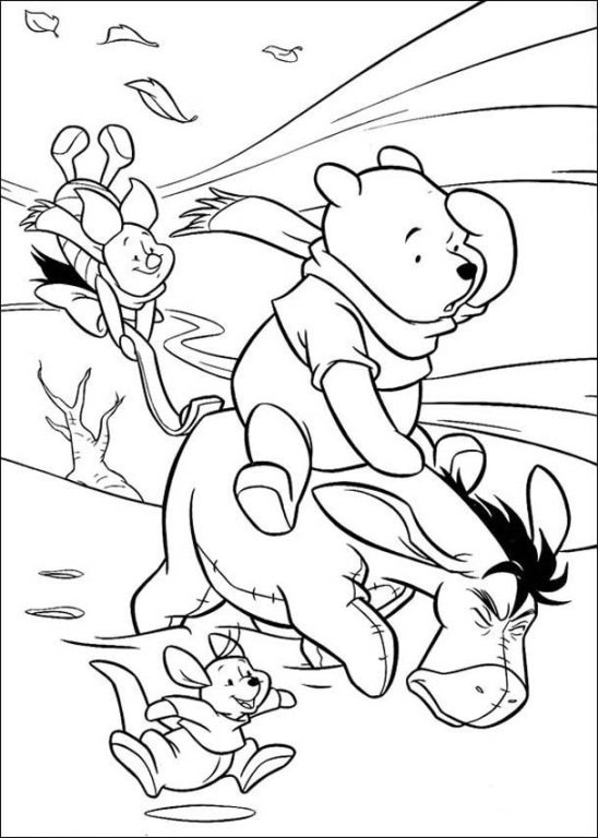 Pooh And Friends Against Windy Day Coloring Page Animal Pages 548x768 Pooh And Friends Against Windy Day Coloring Page Animal Pages