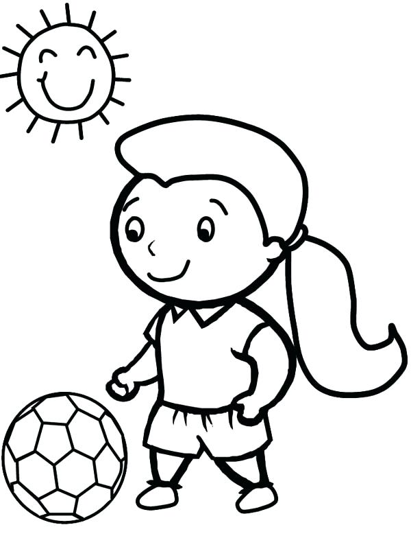 600x800 Sunny Day Coloring Pages Cute Little Girl Playing Soccer In