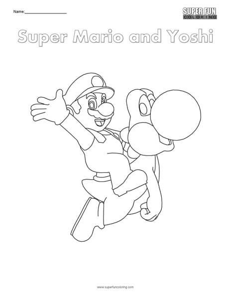 Super Mario And Yoshi Nintendo Coloring Super Fun Coloring 464x600 Super Mario And Yoshi Nintendo Coloring Super Fun Coloring