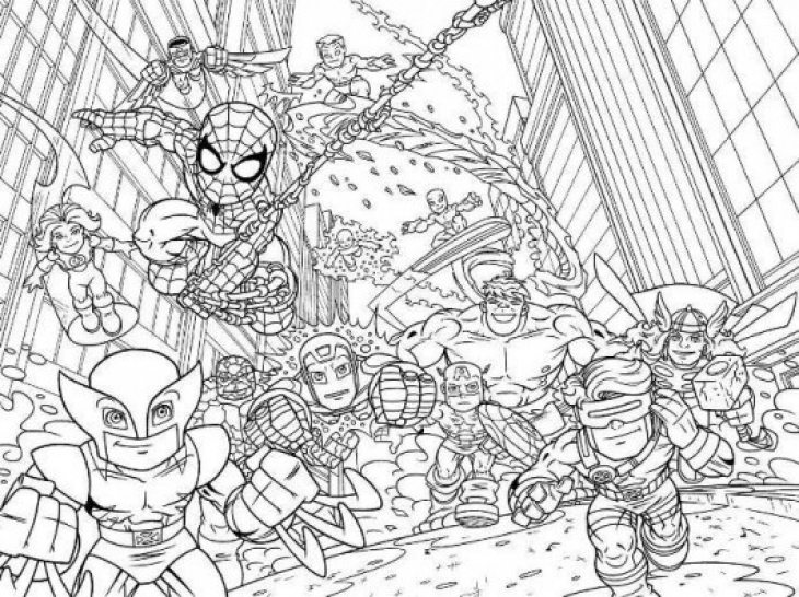 730x546 Super Hero Squad Marvel Coloring Page Printable For Kids