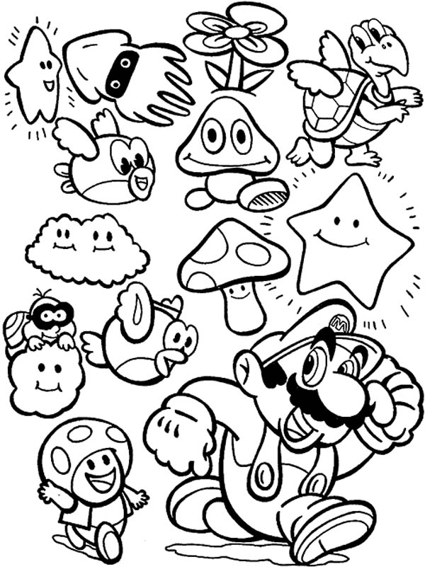 Super Mario Brothers All Characters Coloring Page Color Luna 600x804 Super Mario Brothers All Characters Coloring Page Color Luna