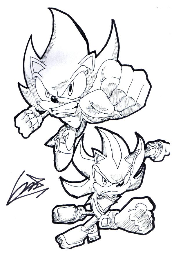 600x883 Super Sonic Coloring Pages Super Sonic And Super Shadow Coloring