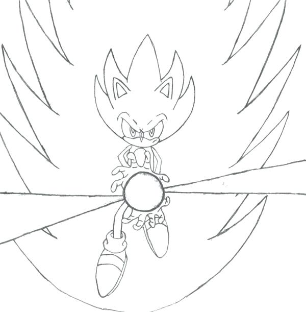 600x611 Coloriage Sonic The Hedgehog Super Sonic Kamehameha By