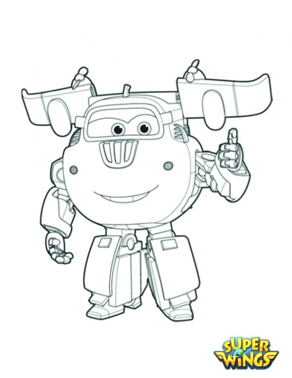 Super Wings Coloring Page Donnie 580x750 Super Wings Coloring Page Donnie