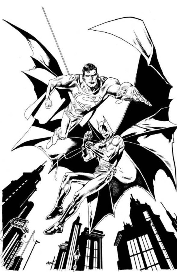 588x900 Batman Superman Flying Coloring Pages